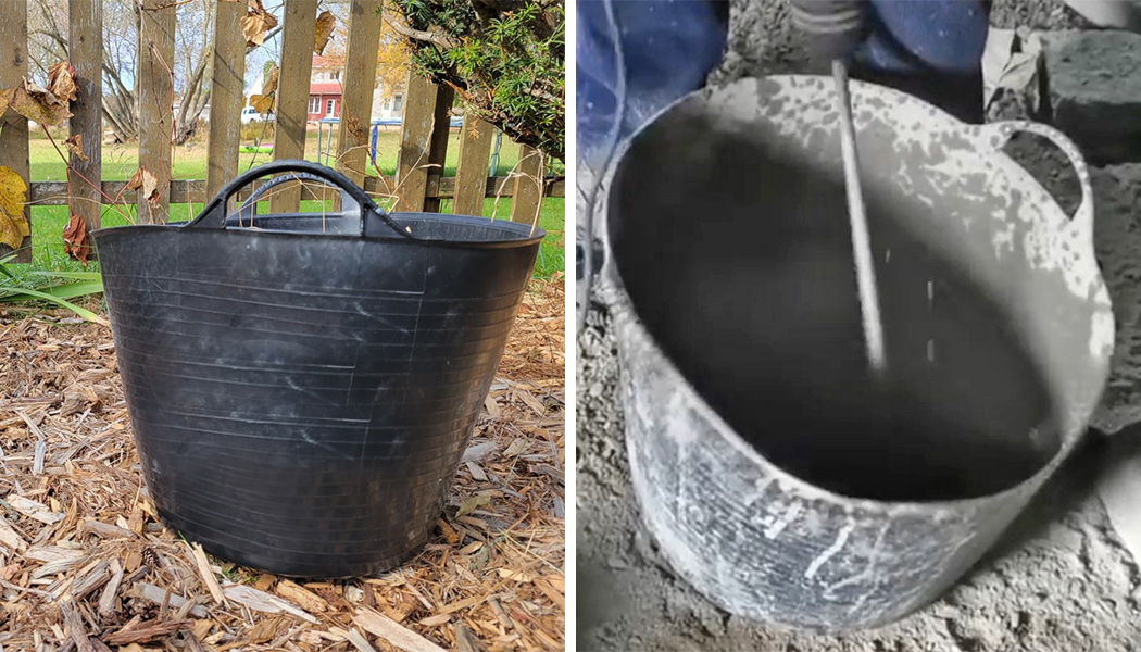 Capazo negro para jardín y construcción, muy resistente y con asas ergonómicas