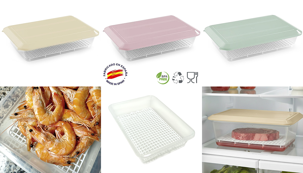 Bandejas con rejilla para descongelar carnes, pescados, mariscos...